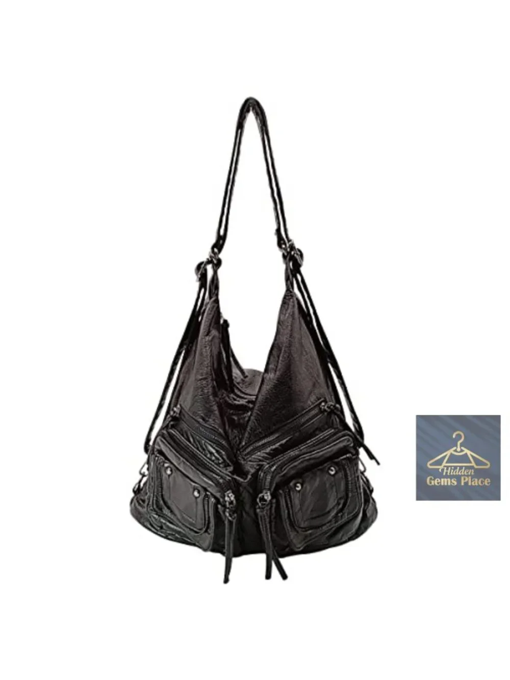Large Hobo Bag 2-in-1 Shoulder Crossbody Backpack PU Leather